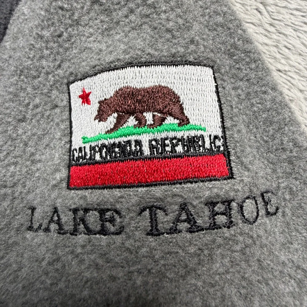 The North Face Mens Quarter Zip Fleece Lake Tahoe California Patch Gray Black L